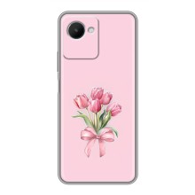 Чехол с розовым рисунком для Realme C30s (Букет цветов)