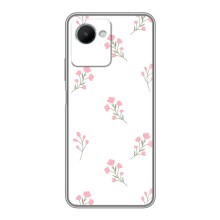Чехол с розовым рисунком для Realme C30s (Розовые цветы)