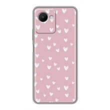Чехол с розовым рисунком для Realme C30s (Сердечки на розовом)