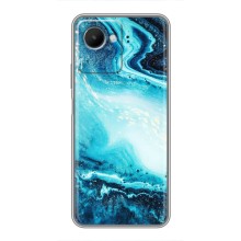 Мраморный чехол на Realme C30s (VPrint) (Голубой мрамор)