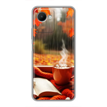 Чехол с уникальным дизайном «Осень с кофе» для Realme C30s – Кофе и дождь