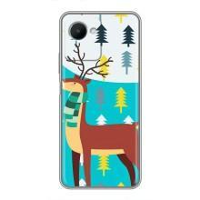Силиконовый бампер с картинкой животных для Realme C30s (Олень с шарфом)