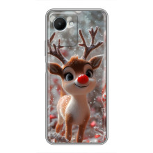 Яркий чехол для Realme C30s с Зимними Оленятами