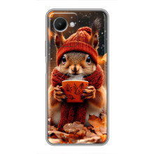 Печатный чехол «Зверята с кофе» для Realme C30s – Белка с кофе