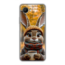 Печатный чехол «Зверята с кофе» для Realme C30s – Зайчик с кофе