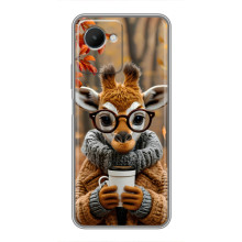 Печатный чехол «Зверята с кофе» для Realme C30s – Жираф с кофе