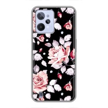 Чехлы с Цветами для Realme C31 (VPrint) (Цветочки на черном)