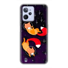 Чехлы с картинкой Лисички для Realme C31 (VPrint) (Лисички космонавты)