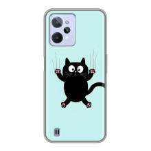 Чехол с принтом для Realme C31 (AlphaPrint) Модные коты (Падающий кот)