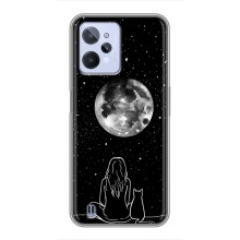 Чехол с рисунком кот на Realme C31 (Девушка с котом)