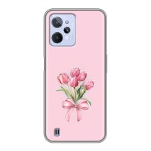 Чехол с розовым рисунком для Realme C31 (Букет цветов)