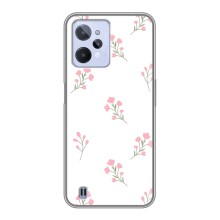 Чехол с розовым рисунком для Realme C31 (Розовые цветы)