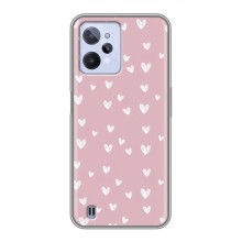 Чехол с розовым рисунком для Realme C31 (Сердечки на розовом)
