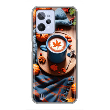 Чехол с уникальным дизайном «Осень с кофе» для Realme C31 – Кофе и тыквы