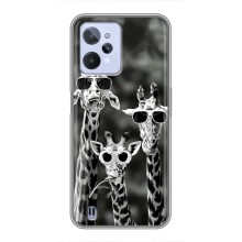 Силиконовый чехол с КАРТИНКАМИ лето для Realme C31 (AlphaPrint) (Жирафы в очках)