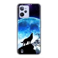 Защитные чехлы для Реалми С31 (AlphaPrint) (ХИТ продаж) ВОЛК (Волк на луну)
