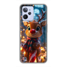 Яркий чехол для Realme C31 с Зимними Оленятами – Олень в шарфе