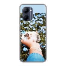 Чехлы с изображением разных животных для Realme C33 (Ежик на руках)