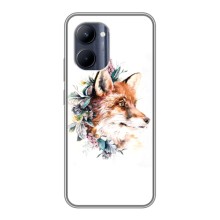 Чохли з картинкою Лисичка для Realme C33 (VPrint) (Лиса в квітах)