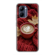 Чехол с уникальным дизайном «Осень с кофе» для Realme C33 – Кофе на пледе