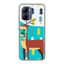 Силиконовый бампер с картинкой животных для Realme C33 (Олень с шарфом)