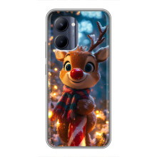 Яркий чехол для Realme C33 с Зимними Оленятами – Олень в шарфе