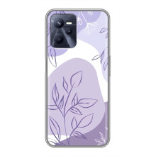 Силиконовый чехол с принтом в цветах на Realme C35 – Фиолетовый дизайн