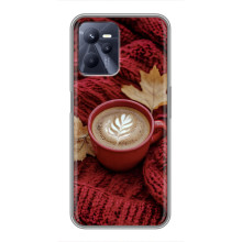 Чехол с уникальным дизайном «Осень с кофе» для Realme C35 – Кофе на пледе