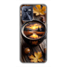 Чехол с уникальным дизайном «Осень с кофе» для Realme C35 – Тёмный кофе