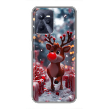 Яркий чехол для Realme C35 с Зимними Оленятами – Олень среди подарков