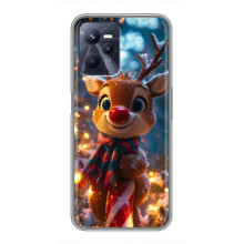 Яркий чехол для Realme C35 с Зимними Оленятами – Олень в шарфе