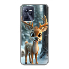 Яркий чехол для Realme C35 с Зимними Оленятами – Оленёнок в лесу