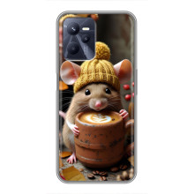 Печатный чехол «Зверята с кофе» для Realme C35 – Медведь с кофе