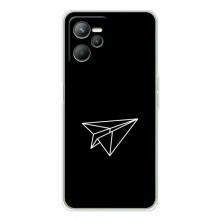 Чехол с картинками на черном фоне для Realme C36 – Самолетик