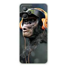 Чехол с Обезьянами Realme C36 - (AlphaPrint) (В наушниках)