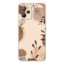 Чехол с цветочным принтом на Реалми С36 (Коричневые цветы)