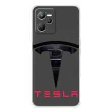 Силиконовый бампер с картинкой машины на Realme C36 (Logo TESLA)