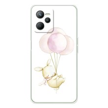 Силиконовый бампер с картинкой животных для Realme C36 – Кролик и шарики