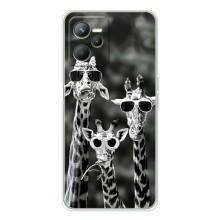 Силиконовый чехол с КАРТИНКАМИ лето для Realme C36 (AlphaPrint) (Жирафы в очках)