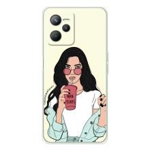 Силиконовый Чехол на Realme C36 с картинкой Стильных Девушек – С напитком