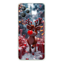 Яркий чехол для Realme C36 с Зимними Оленятами (Олень среди подарков)