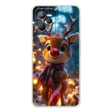 Яркий чехол для Realme C36 с Зимними Оленятами (Олень в шарфе)