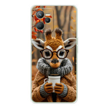 Печатный чехол «Зверята с кофе» для Realme C36 – Жираф с кофе