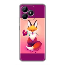 Чехлы с картинкой Лисички для Realme C51 (VPrint) (Лисичка с розочкой)