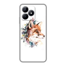 Чехлы с картинкой Лисички для Realme C51 (VPrint) (Лисичка в цветочках)