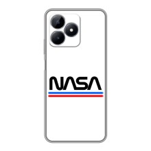 Силиконовый бампер с принтом "Наса" на Realme C51 (NASA на белом фоне)