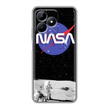 Силиконовый бампер с принтом "Наса" на Realme C51 (Nasa на луне)