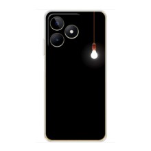 Чехол с картинками на черном фоне для Realme C51 (Лампочка)