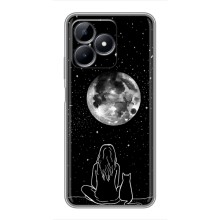 Чехол с рисунком кот на Realme C51 (Девушка с котом)