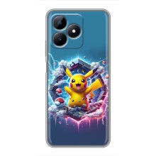 Чехол с Пикачу на Realme C51 (Лого Пикачу)